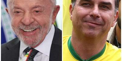 Combinação de fotos do presidente Luiz Inácio Lula da Silva e do senador Flávio Bolsonaro 16 de agosto de 2026 REUTERS/Adriano Machado e Pilar Olivares Foto: Reuters