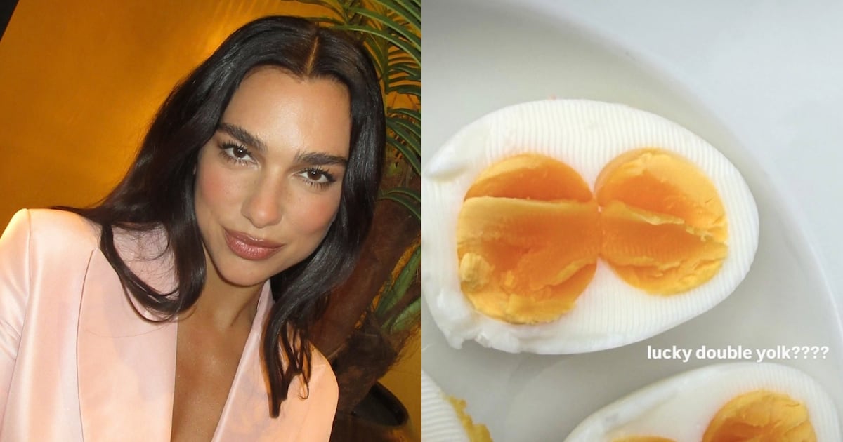 Dua Lipa encontra duas gemas em um único ovo e prova que tem tudo mesmo